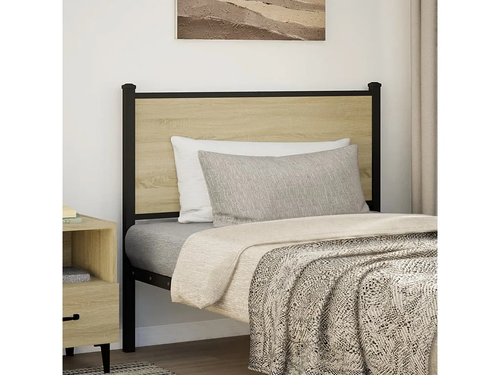 Hoofdbord 107 cm bewerkt hout en staal sonoma eikenkleurig