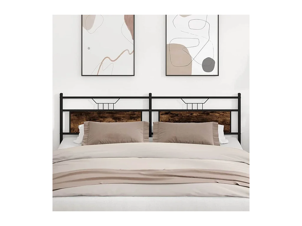 Hoofdeinde 193 cm spaanplaat gerookt eikenkleurig en staal