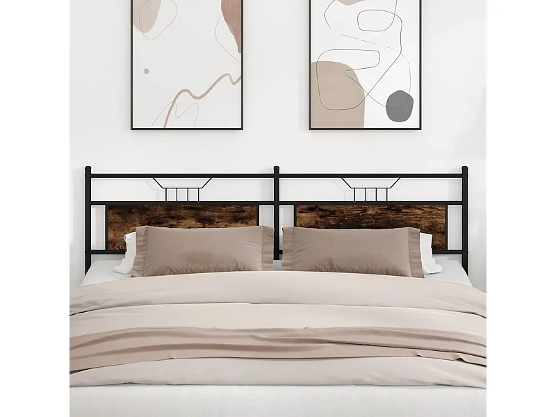 Tête de lit chêne fumé 193 cm bois d'ingénierie et acier