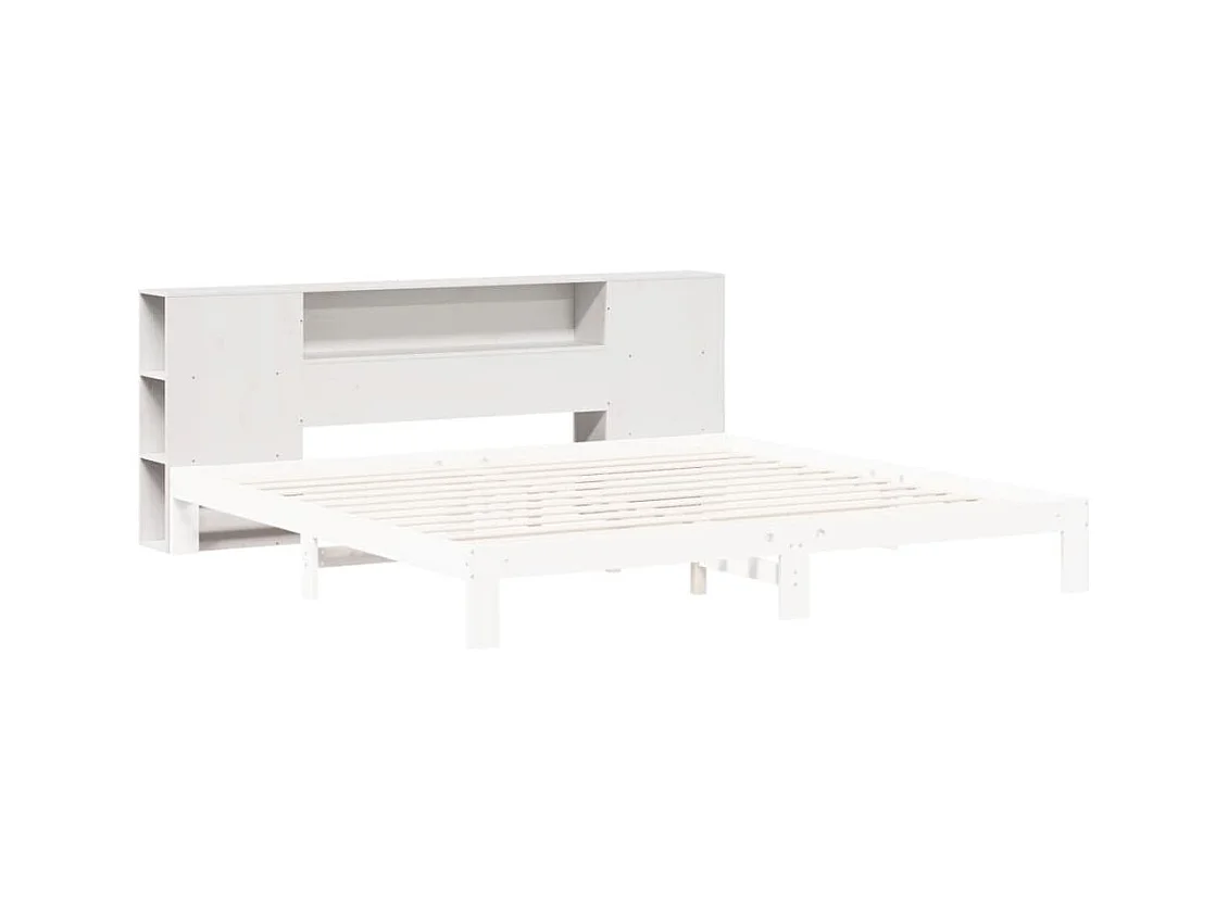 Kopfteil mit Stauraum Weiß 200 cm Massivholz Kiefer