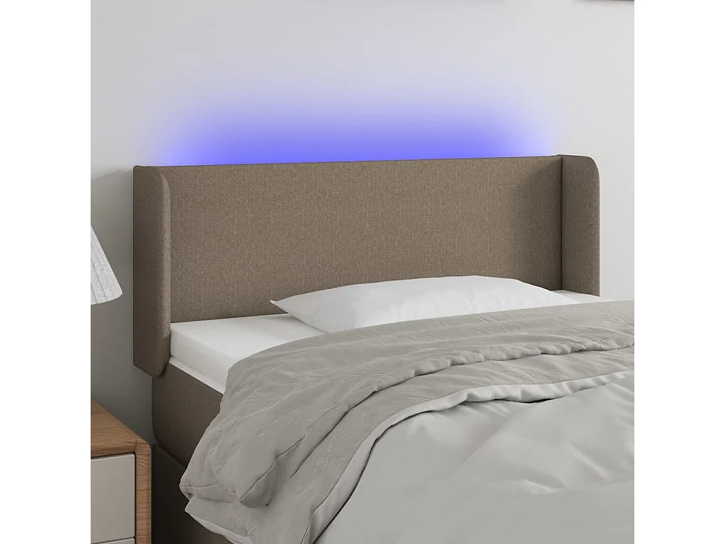 Testiera a LED Tortora 93x16x78/88 cm in Tessuto
