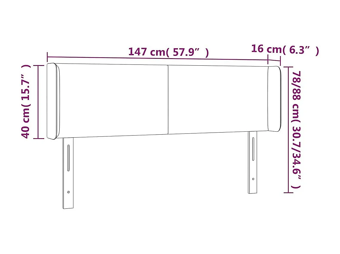 Tête de lit avec oreilles Vert foncé 147x16x78/88 cm Velours