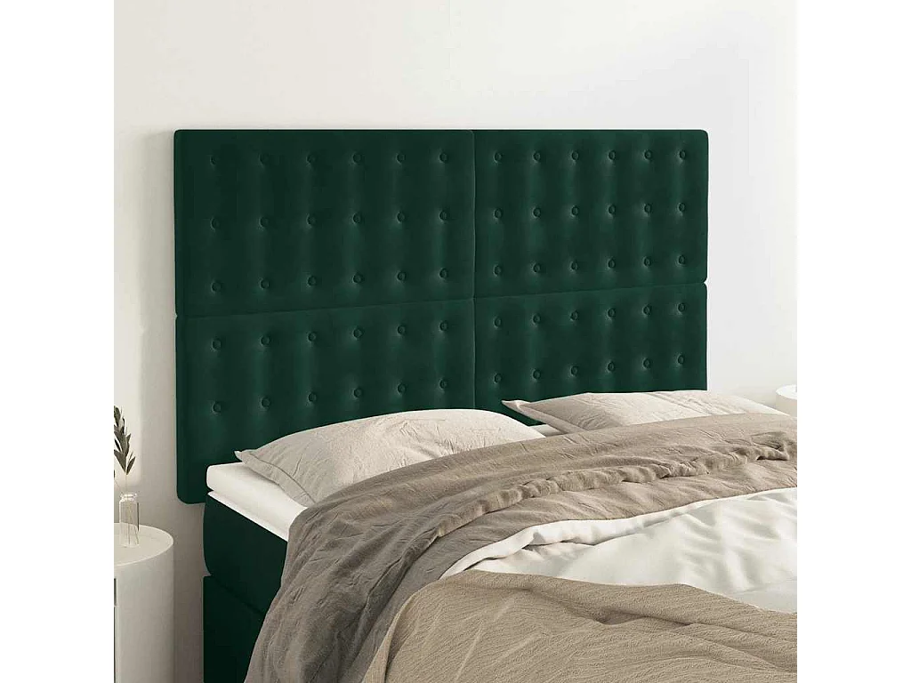 Cabeceira Verde Escuro 144x5x118/128 cm Veludo