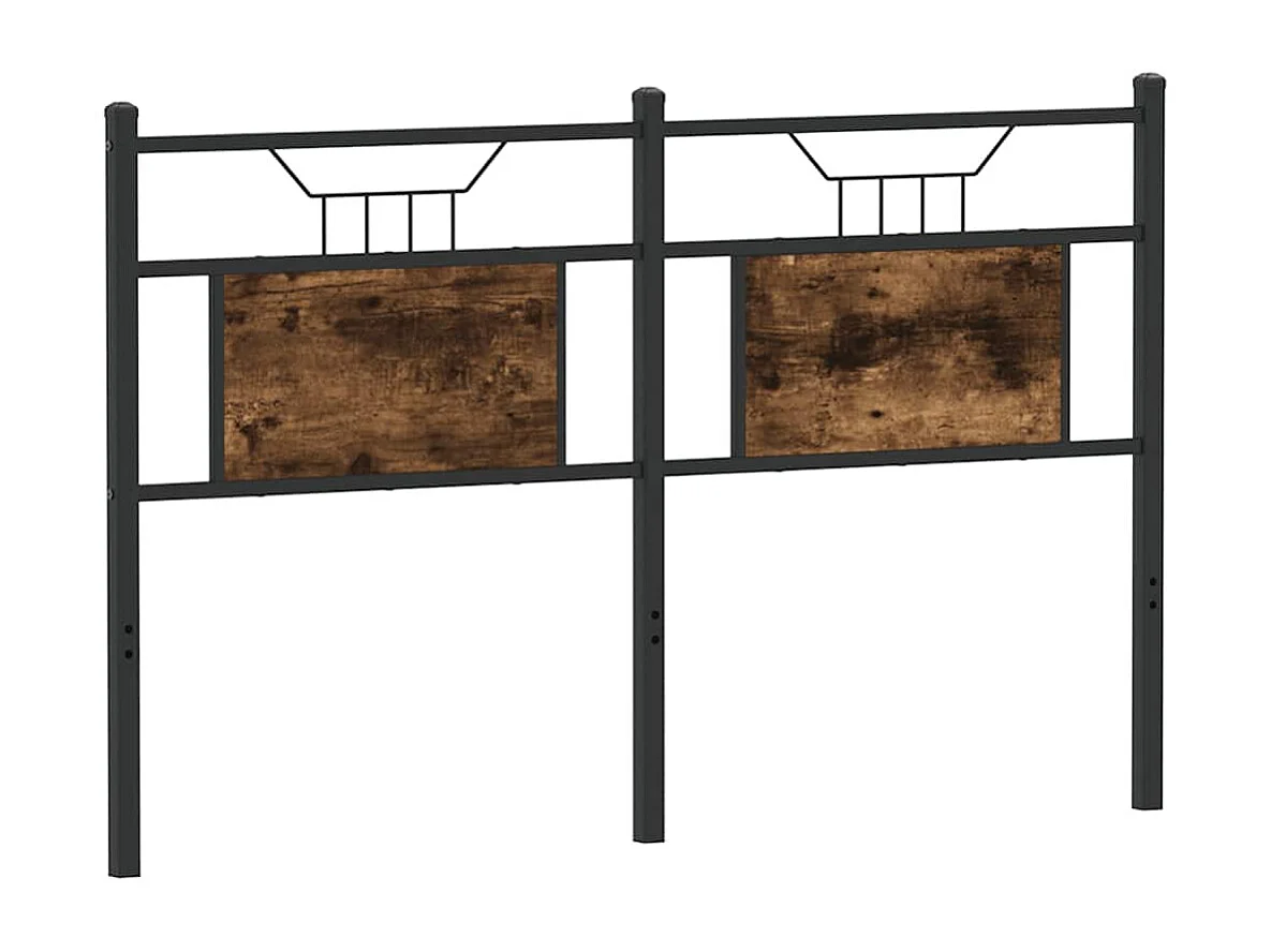 Hoofdbord 140 cm bewerkt hout en staal gerookt eikenkleurig