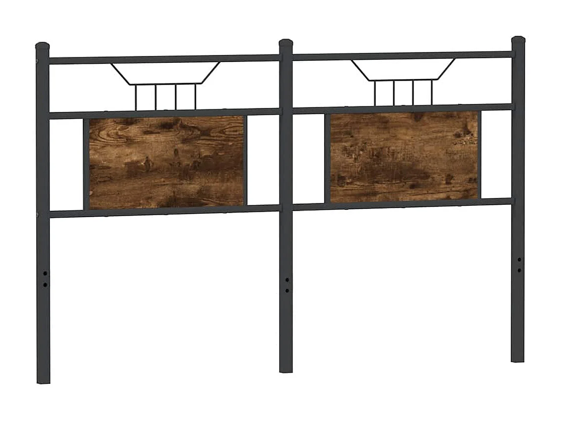 Hoofdbord 140 cm bewerkt hout en staal gerookt eikenkleurig