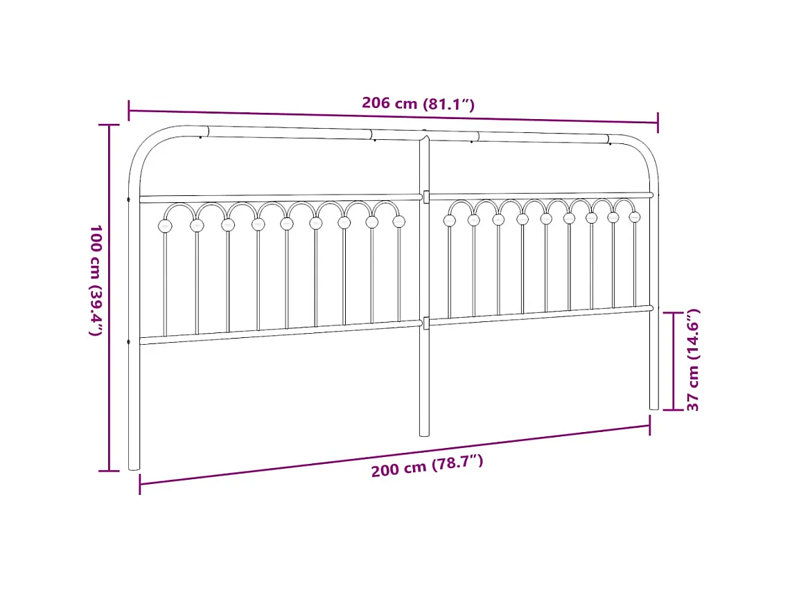Tête de lit métal blanc 200 cm