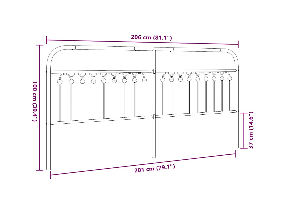 Tête de lit métal blanc 200 cm