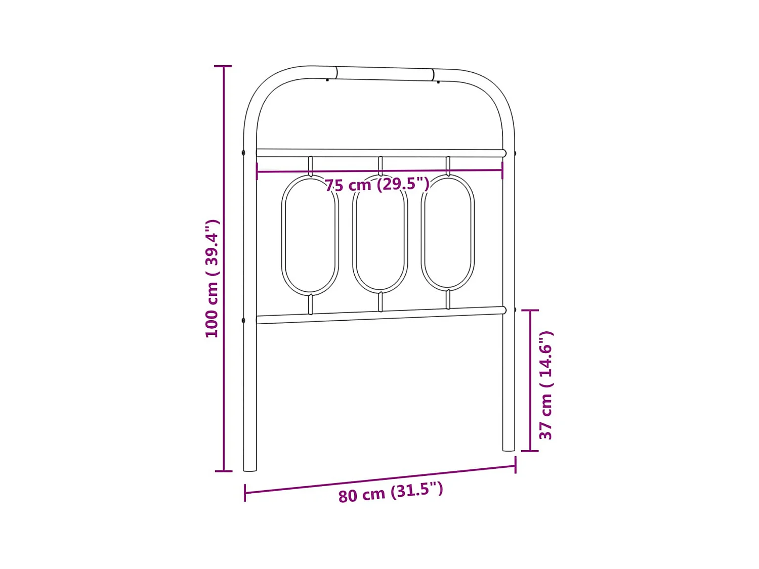 Cabeceira de cama 75 cm metal branco