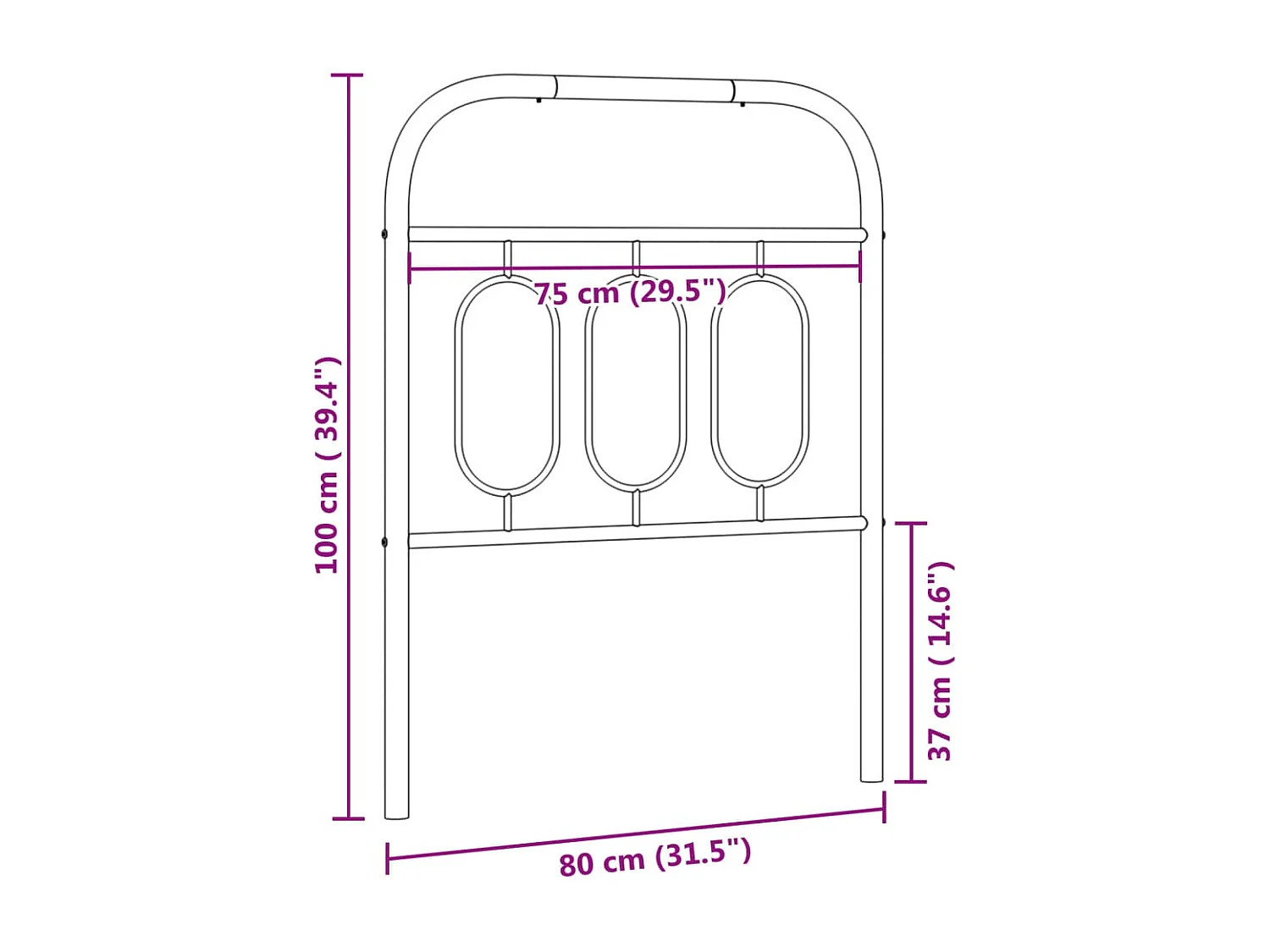 Tête de lit métal blanc 75 cm