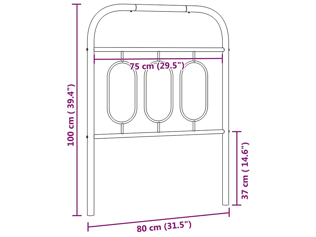 Ersatz-Kopfteil Metall Weiß 75 cm