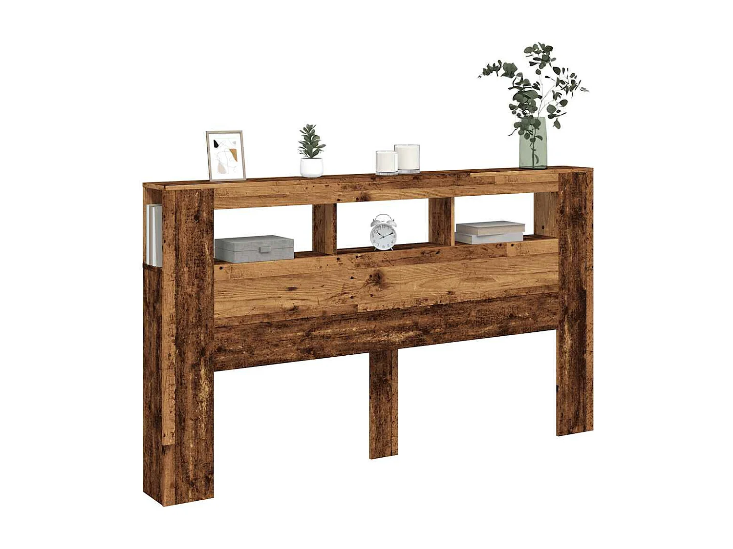 Tête de lit à LED vieux bois 180x18,5x103,5cm bois d'ingénierie