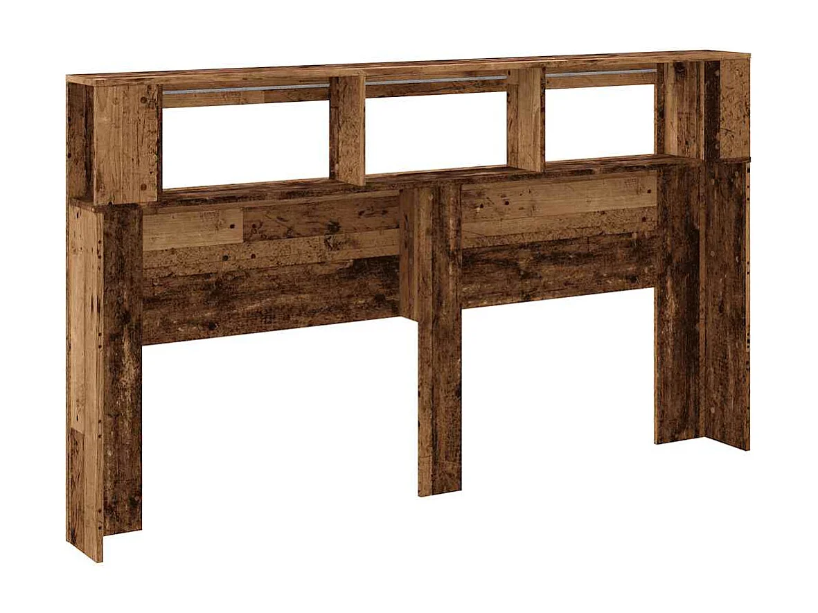 Tête de lit à LED vieux bois 180x18,5x103,5cm bois d'ingénierie