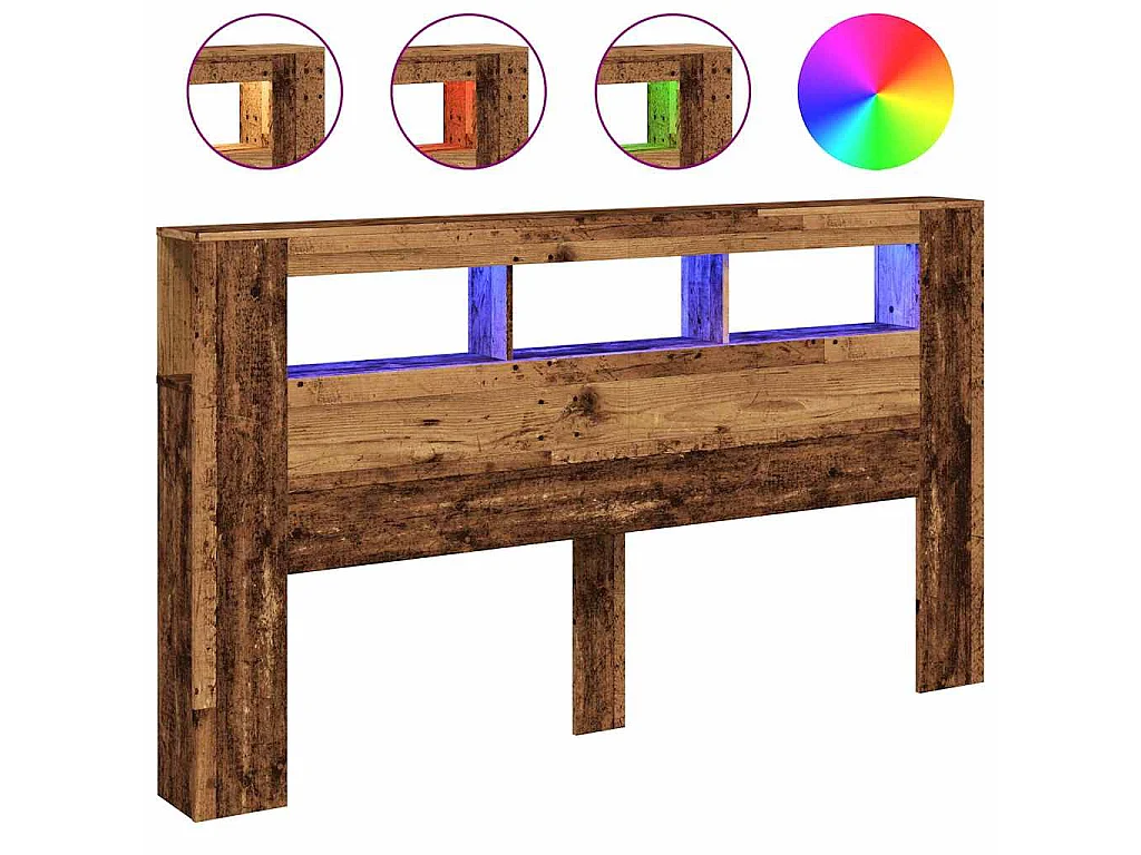 Testiera LED Legno Antico 180x18,5x103,5 cm Legno Multistrato