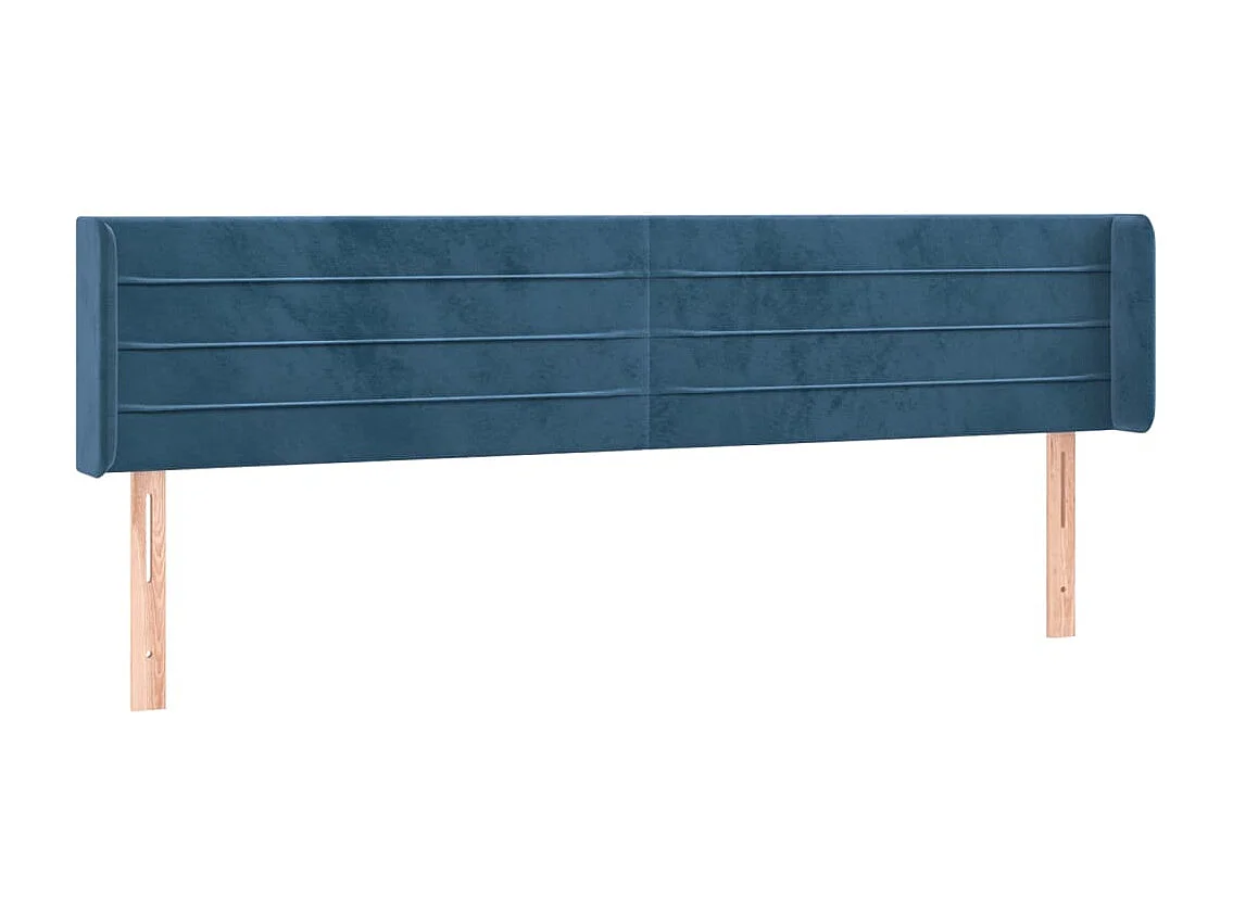 Hoofdbord met randen 183x16x78/88 cm fluweel donkerblauw