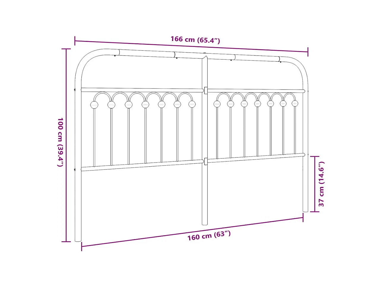 Kopfteil Metall Weiß 160 cm
