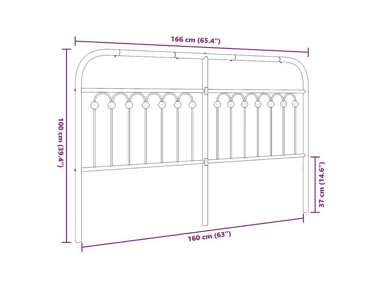 Kopfteil Metall Weiß 160 cm