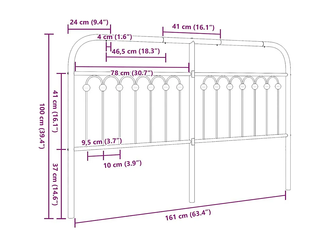 Ersatz-Kopfteil Metall Weiß 160 cm