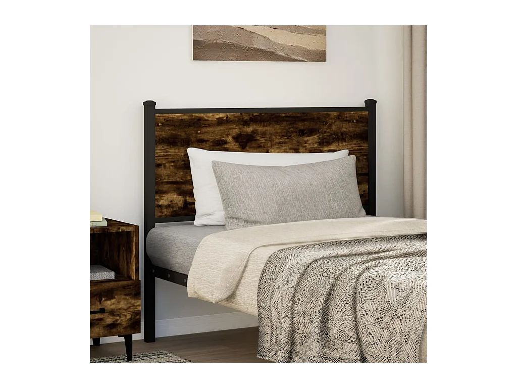 Tête de lit chêne fumé 107 cm bois d'ingénierie et acier