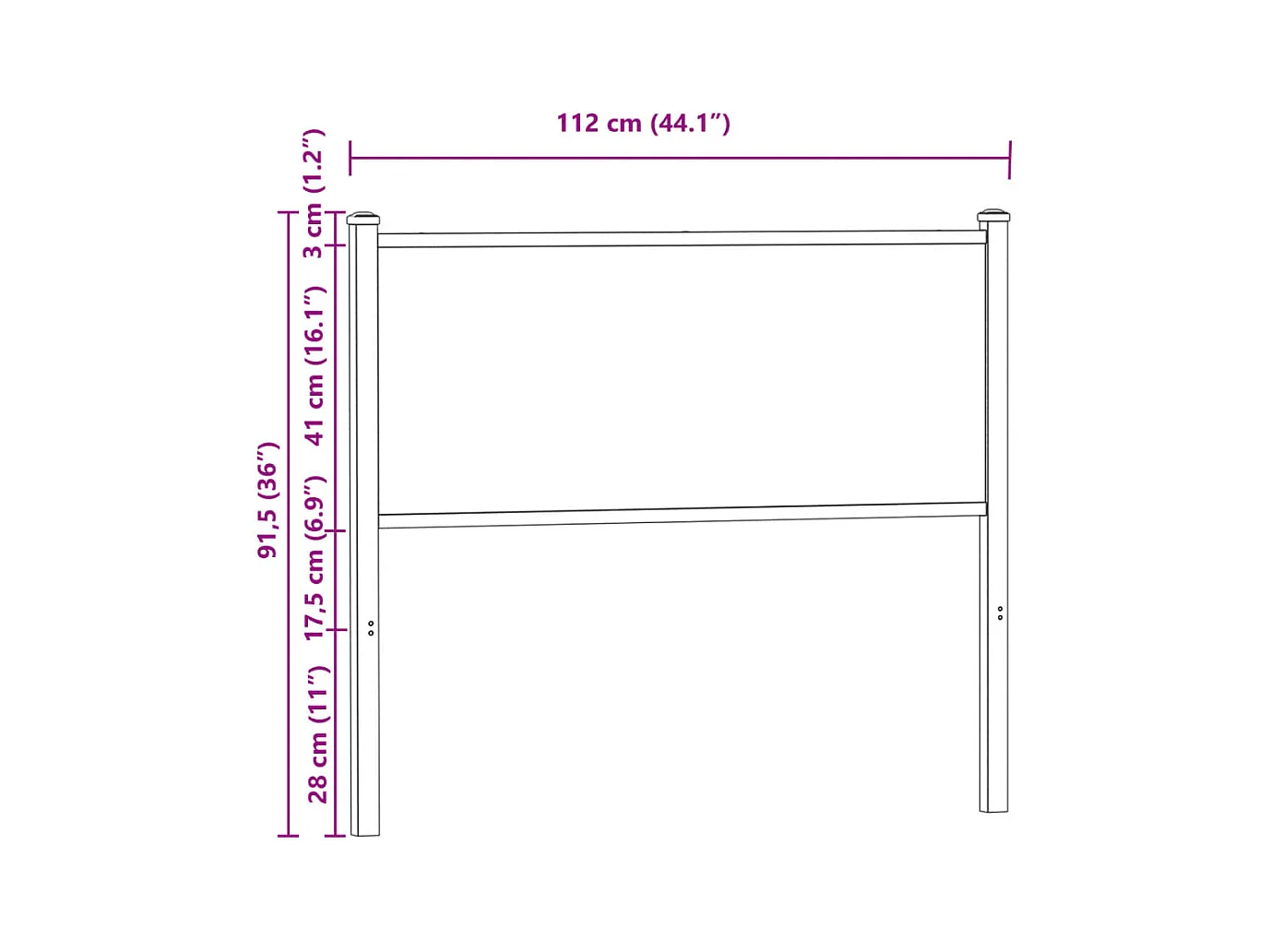 Tête de lit chêne fumé 107 cm bois d'ingénierie et acier
