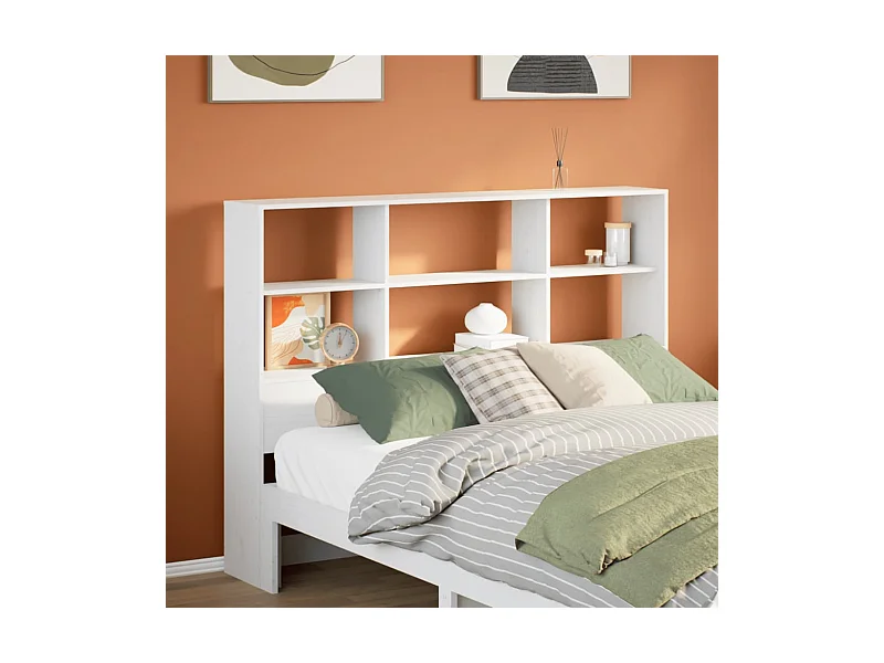 Tête de lit avec rangement blanc 160 cm bois massif de pin