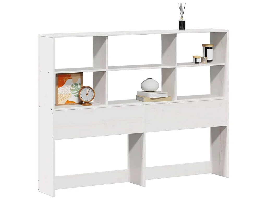 Hoofdbord met opbergruimte 160 cm massief grenenhout wit