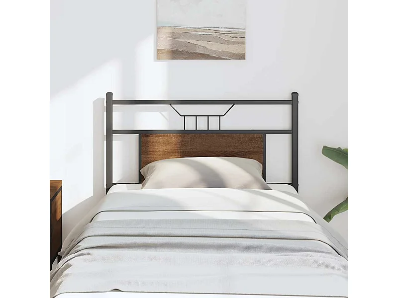 Cabecero de madera de ingeniería y acero marrón roble 80 cm