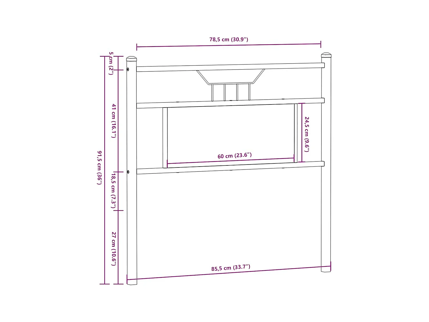 Tête de lit chêne marron 80 cm bois d'ingénierie et acier