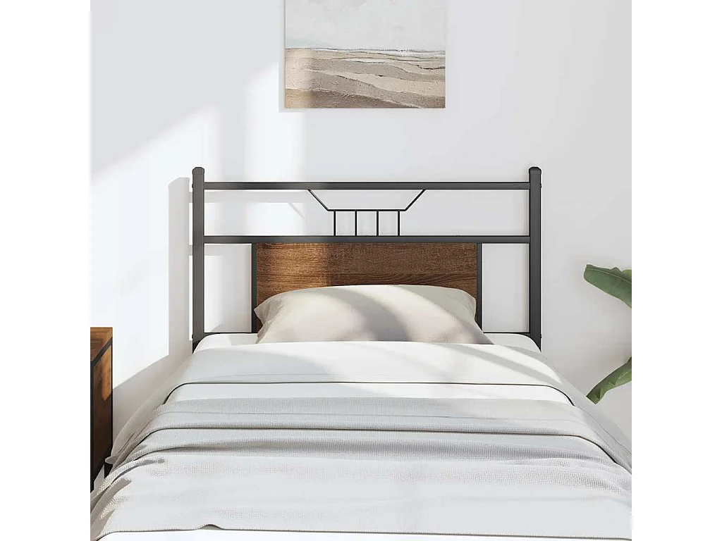Testiera di Ricambio Rovere Marrone 80 cm in Legno Multistrato e Acciaio