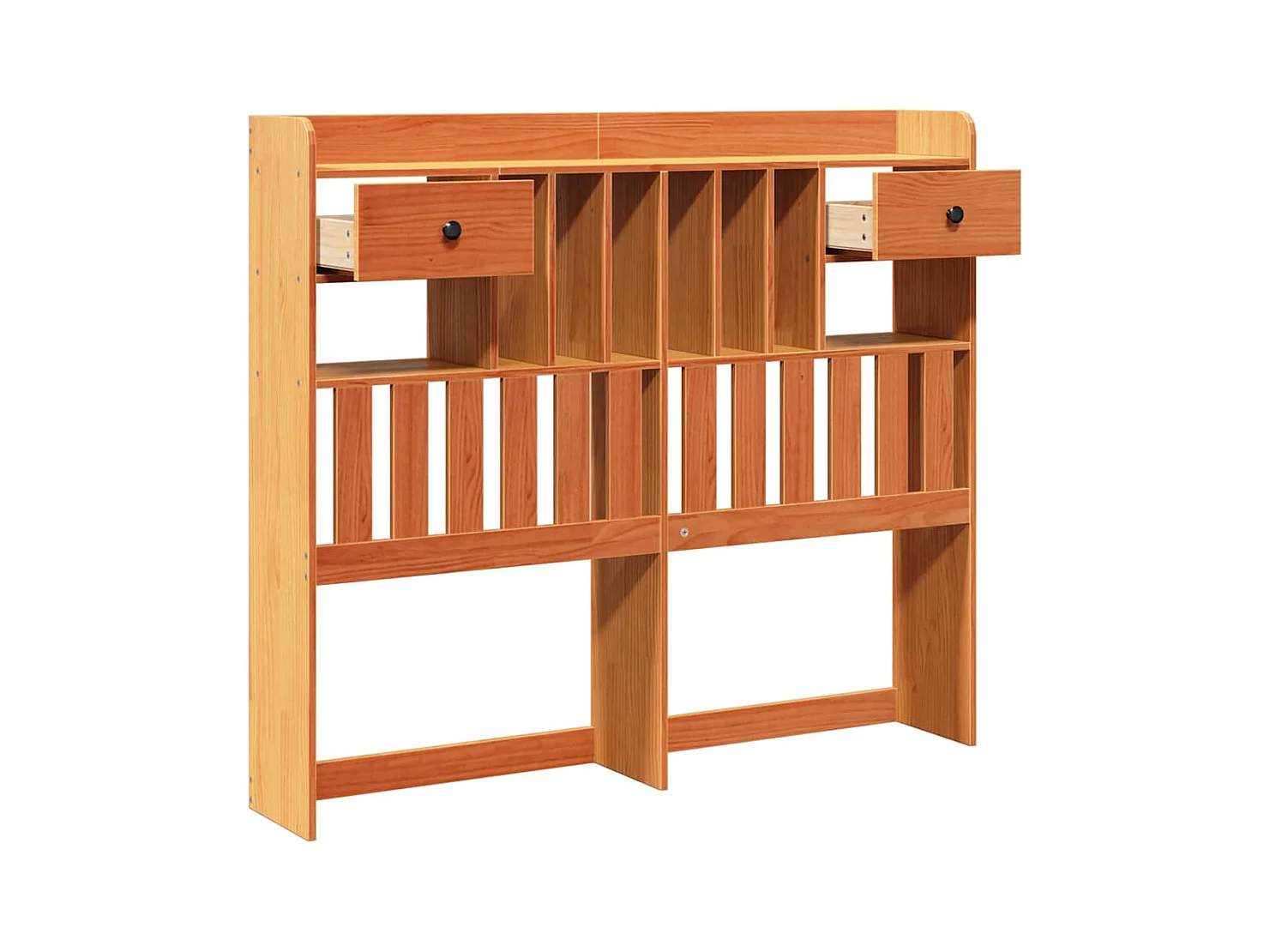 Tête de lit avec rangement cire marron 135cm bois massif de pin