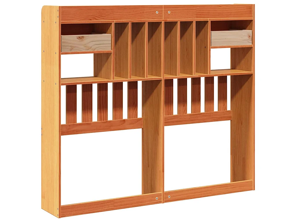 Tête de lit avec rangement cire marron 135cm bois massif de pin