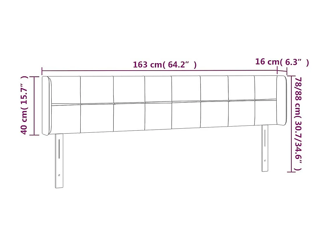 Tête de lit avec oreilles Vert foncé 163x16x78/88 cm Velours