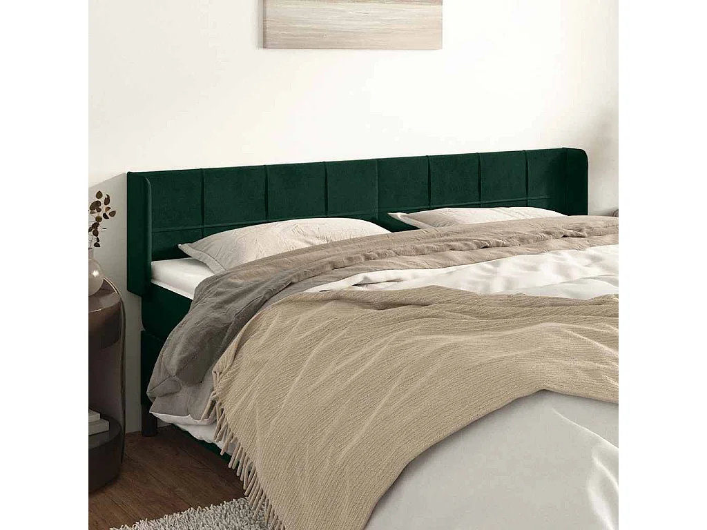 Kopfteil mit Ohren Dunkelgrün 163x16x78/88 cm Samt