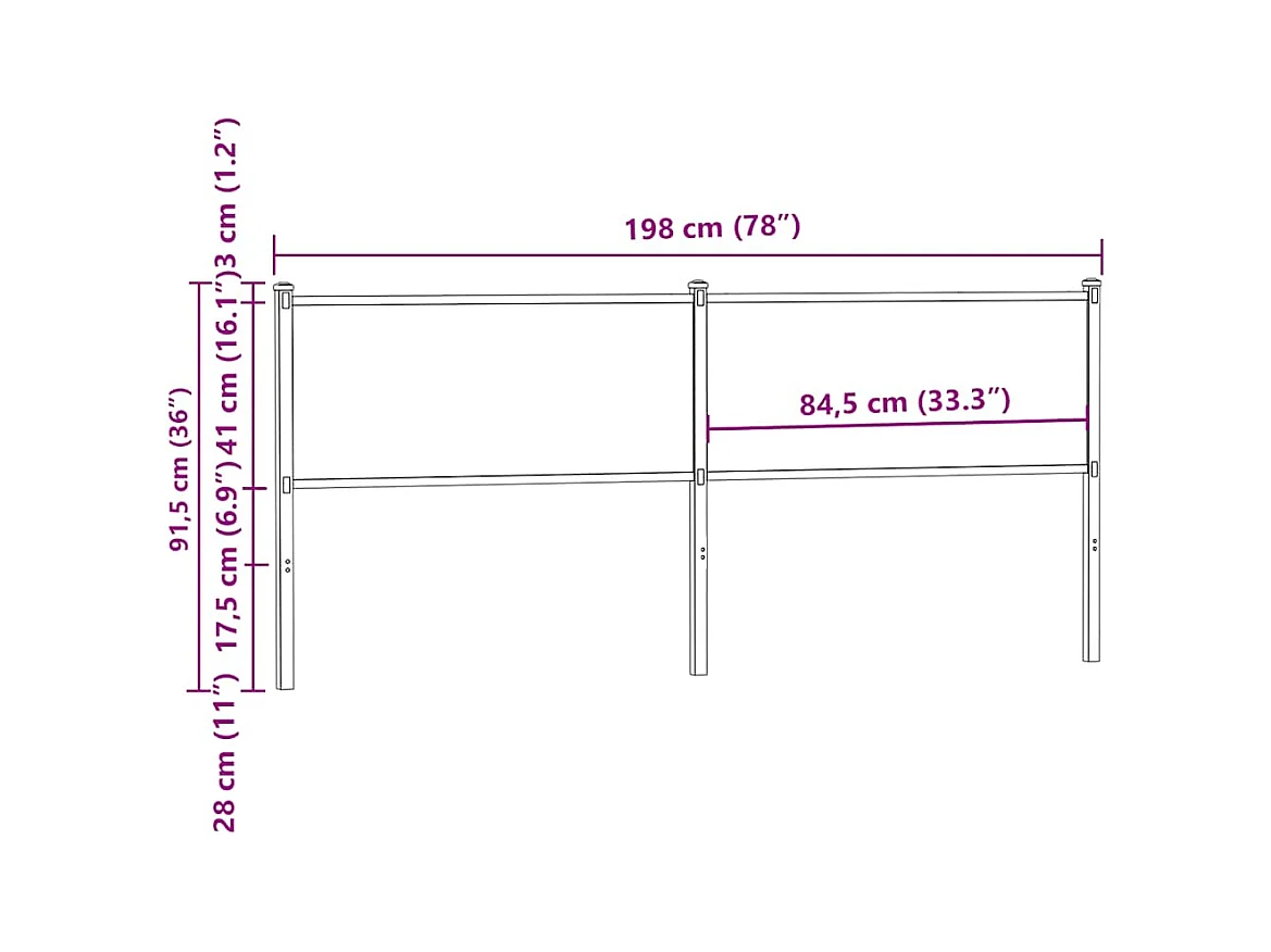 Tête de lit chêne marron 190 cm bois d'ingénierie et acier