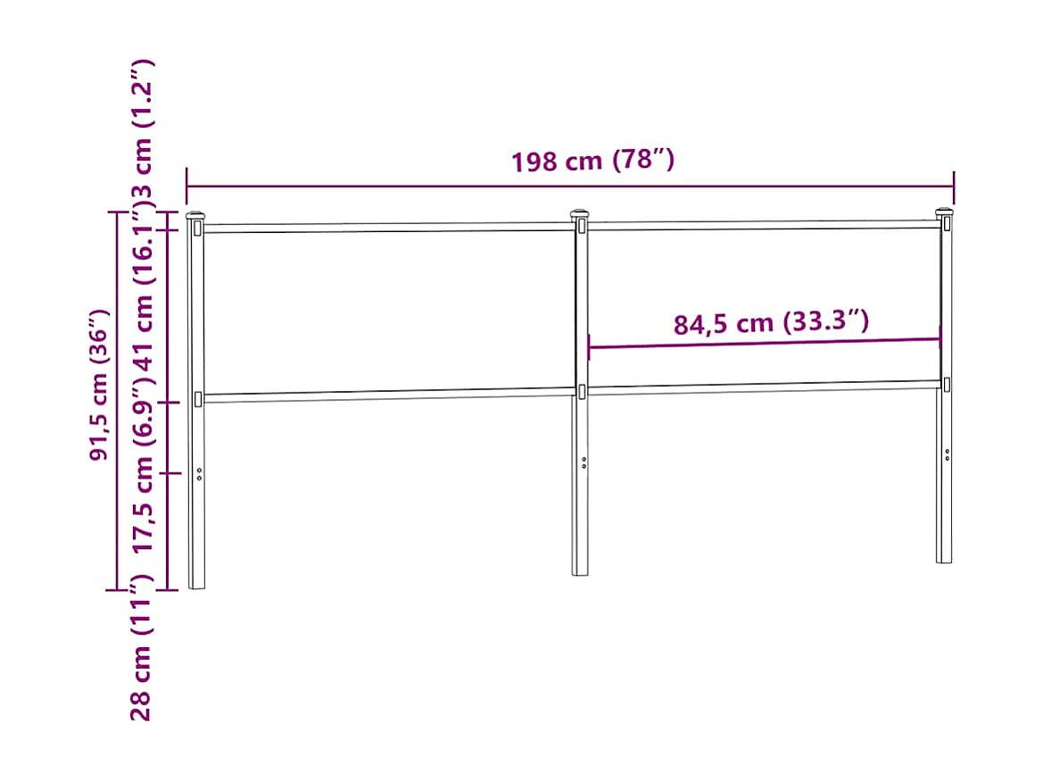 Tête de lit de remplacement chêne marron 190 cm bois d'ingénierie et acier