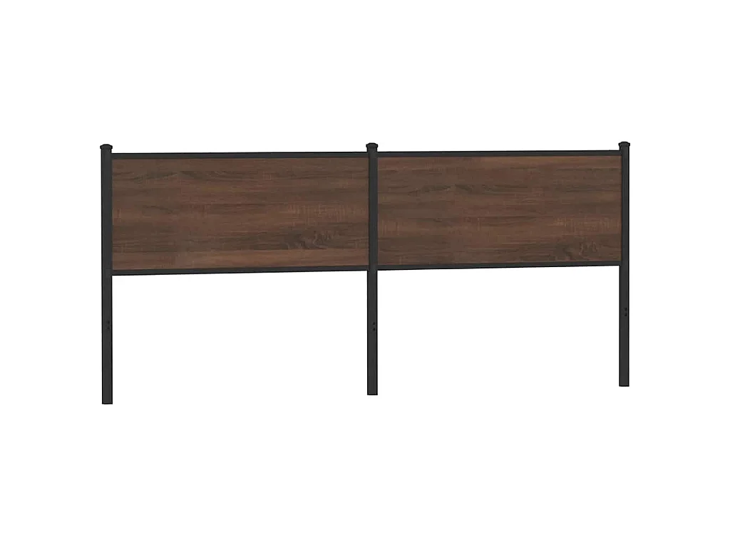 Vervangend hoofdbord 190 cm bewerkt hout en staal bruin eikenkleurig