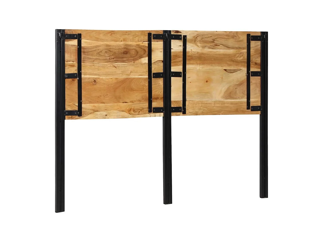 Testiera 140 cm in Legno Massello di Acacia e Ferro