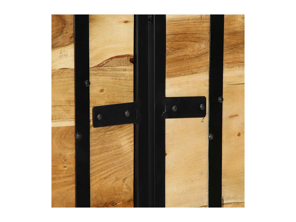 Testiera 140 cm in Legno Massello di Acacia e Ferro