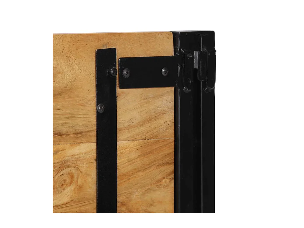 Testiera 140 cm in Legno Massello di Acacia e Ferro