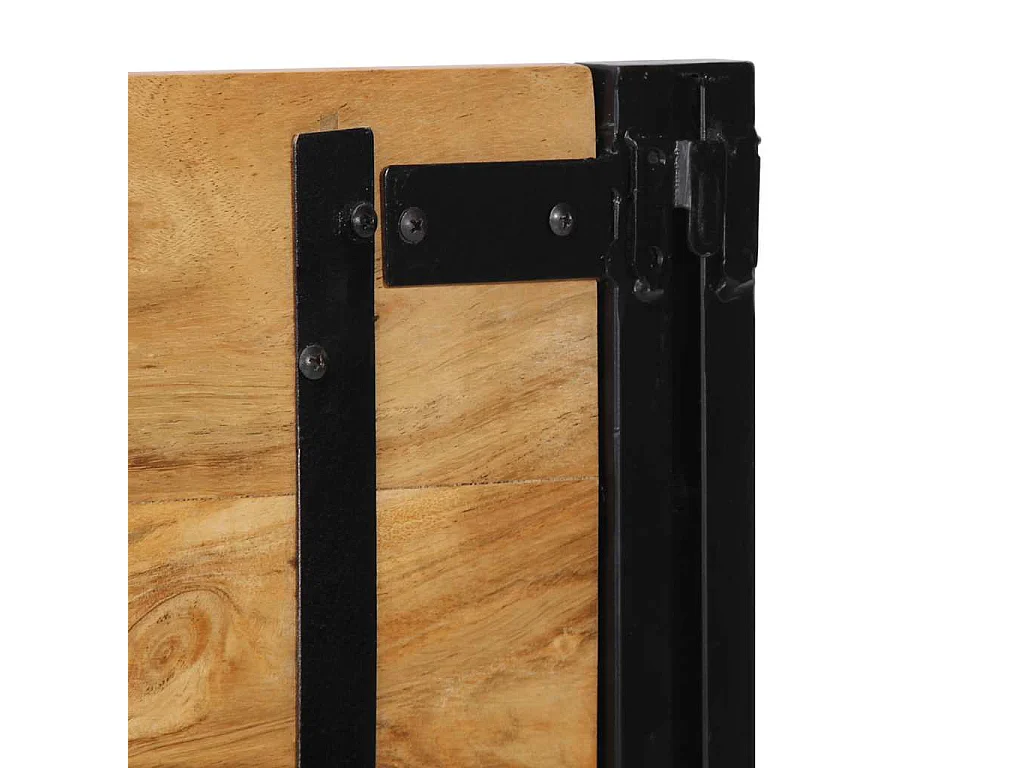 Kopfteil 140 cm Massivholz Akazie und Eisen