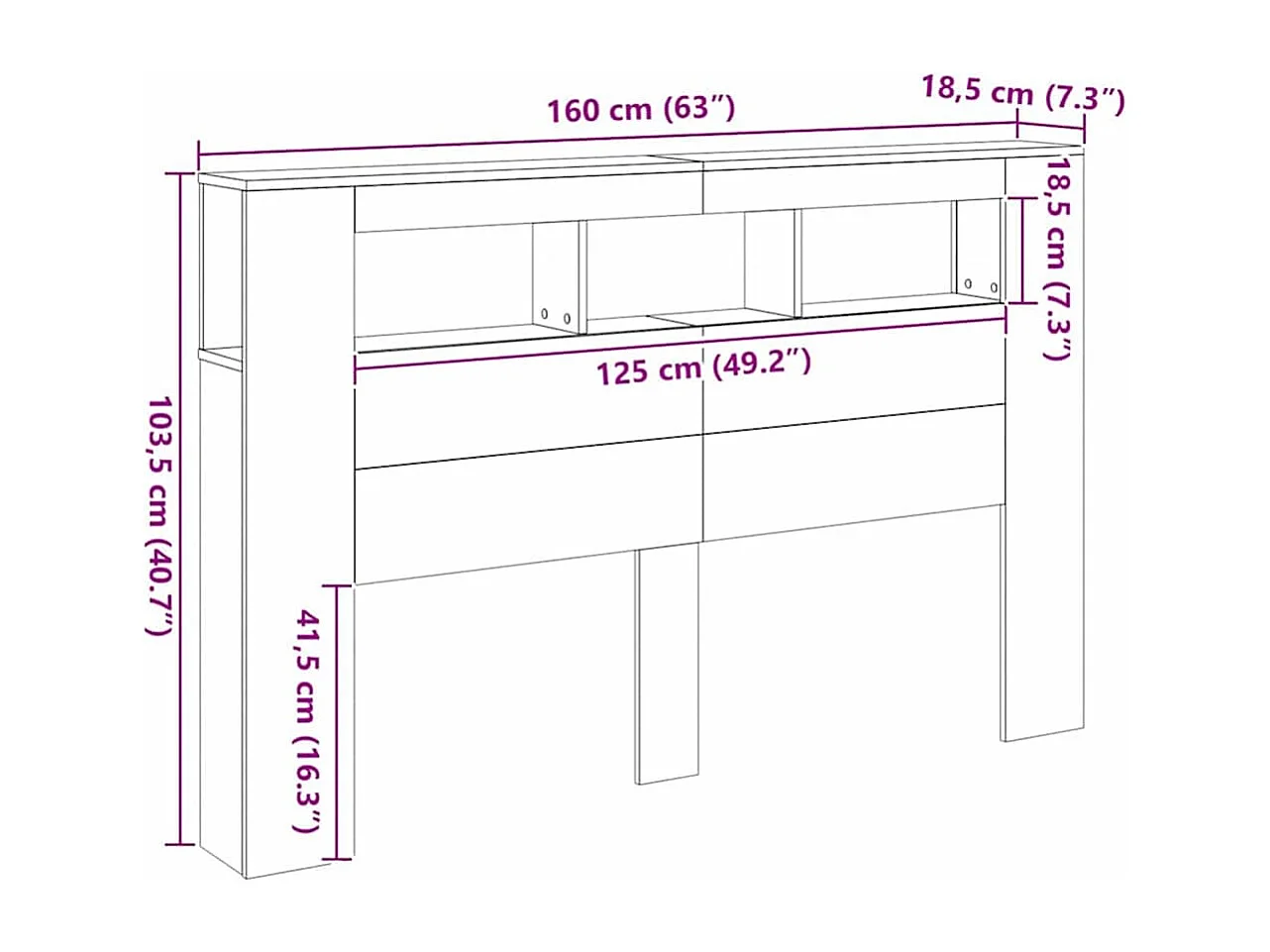 LED-Kopfteil Artisan-Eiche 160x18,5x103,5 cm Holzwerkstoff