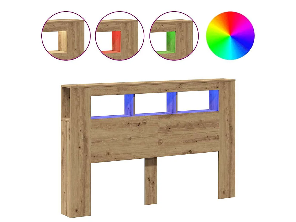 LED-Kopfteil Artisan-Eiche 160x18,5x103,5 cm Holzwerkstoff