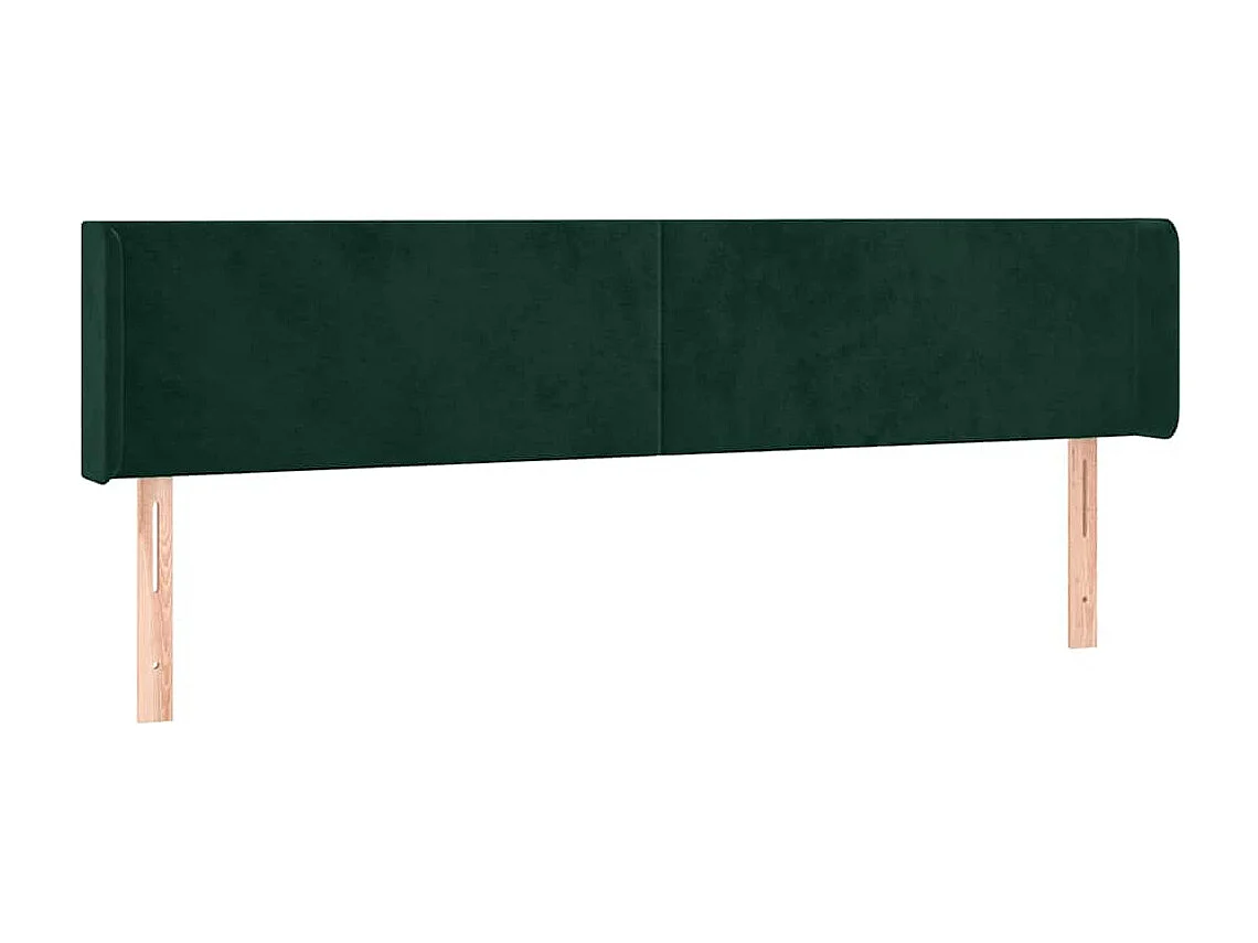 Tête de lit avec oreilles Vert foncé 163x16x78/88 cm Velours