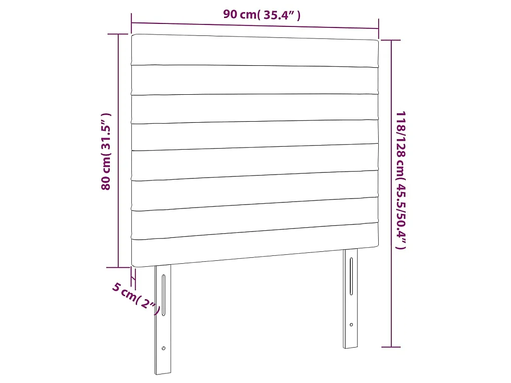 Tête de lit Marron foncé 90x5x118/128 cm Tissu