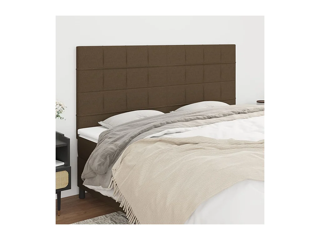 Têtes de lit 4 pcs Marron foncé 100x5x78/88 cm Tissu
