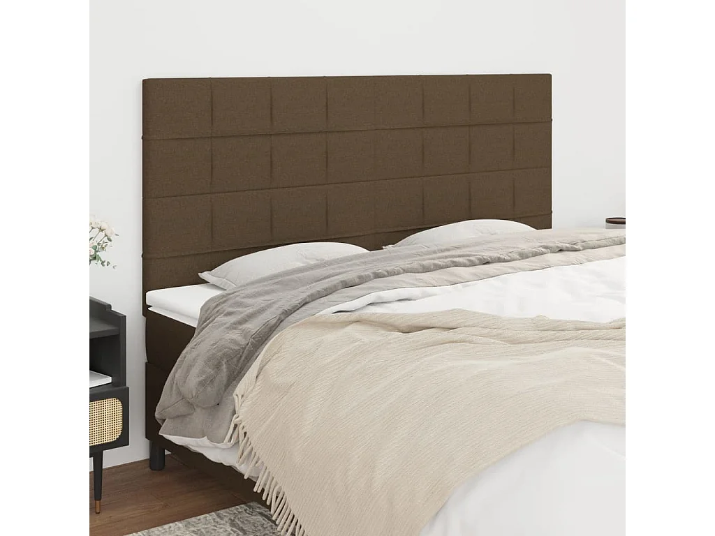Tête de lit marron foncé 200 x 5 x 118/128 cm Tissu