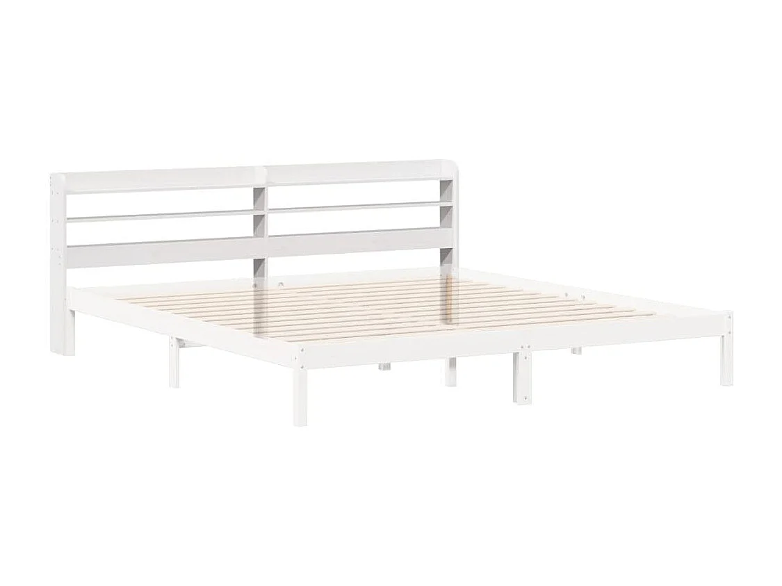 Testiera con Ripiani Bianca 200 cm in Legno Massello di Pino