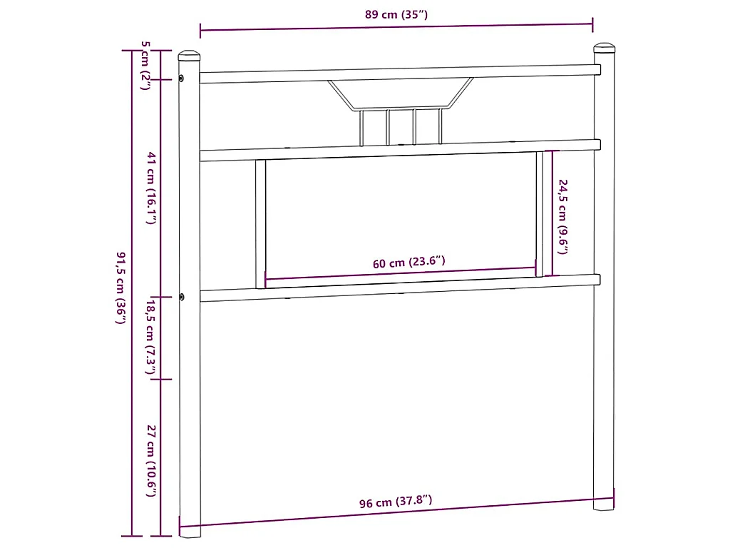 Ersatz-Kopfteil Sonoma-Eiche 90 cm Holzwerkstoff und Stahl