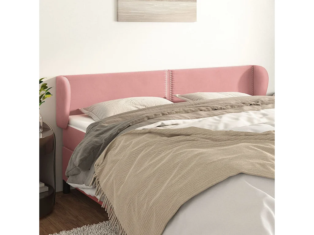 Kopfteil mit Ohren Rosa 183x23x78/88 cm Samt