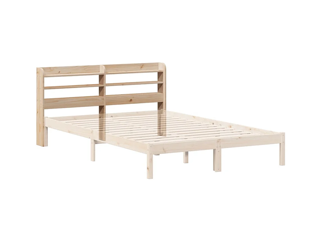 Hoofdbord met schappen 135 cm massief grenenhout
