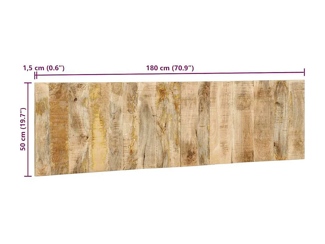 Cabeceira 180 cm madeira de mangueira áspera maciça
